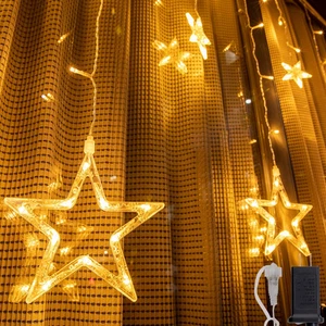 12 Stars 138 Leds Fairy Lights Star Star Curtain String Lights 8 Modes for Chris - Picture 1 of 12