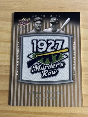 Babe Ruth Lou Gehrig '27 Yanks 2008 Upper Deck Premier Stitchings Platinum 01/10 Foto 1 de 3