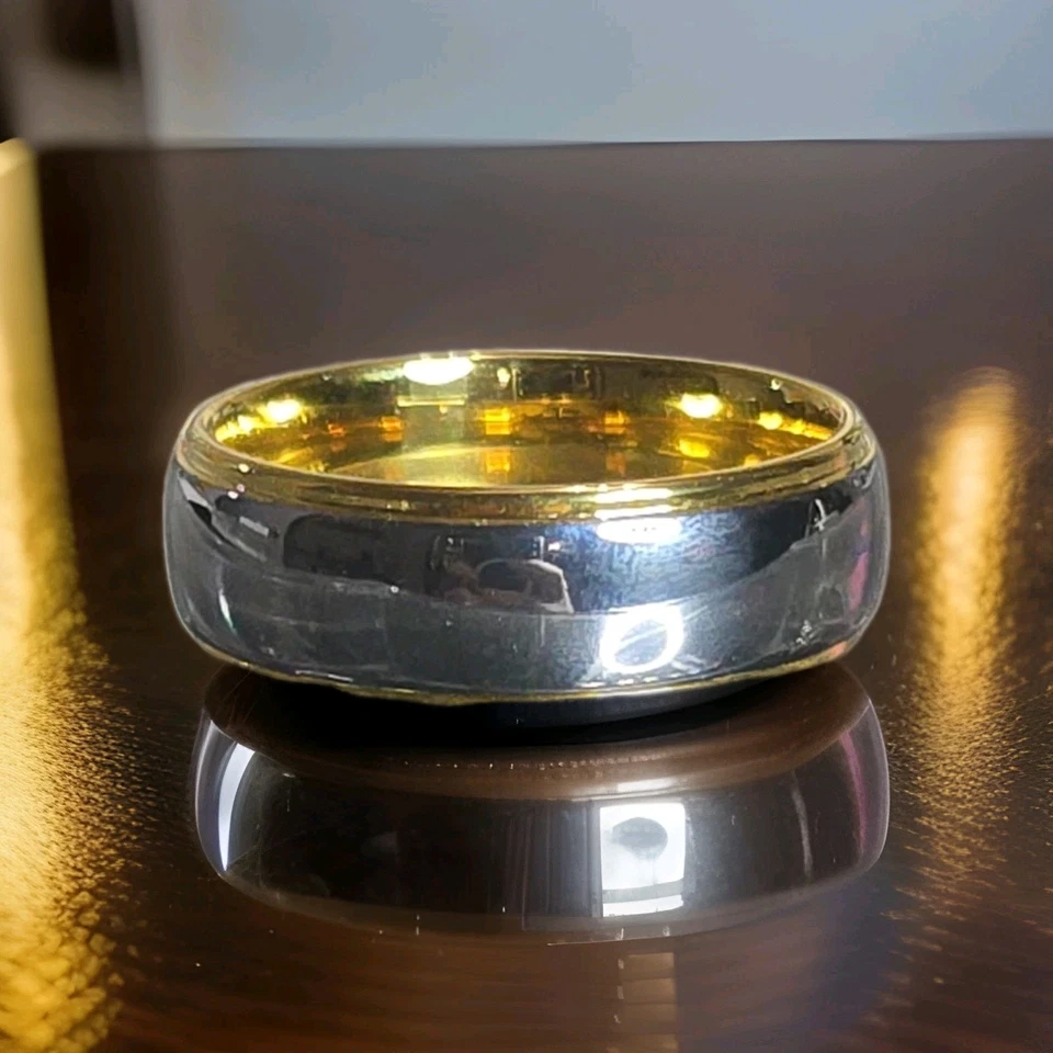 Mens 2 Tone Wedding Band — 第 1/4 张图片