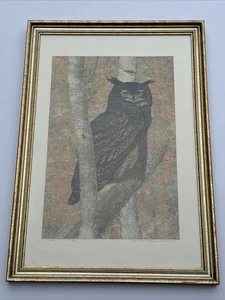 YUKIO KATSUDA SILKSCREEN OWL BIRD JAPANESE SIGNED LIMITED MODERNIST FAMOUS RARE - Picture 1 of 18