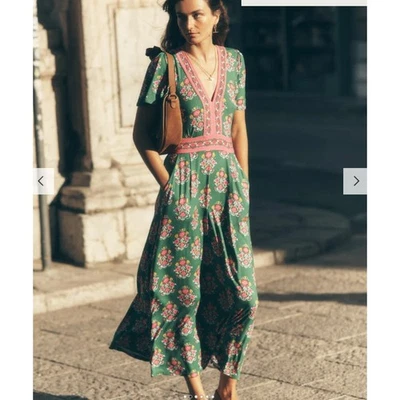 Boden Ellie Flutter Maxi Tea Dress Size US 10R Boho Effortless Bold Print - Image 1 of 4