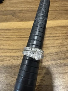 Juego de compromiso nupcial de plata de ley 925 con diamantes simulados S 6 - Imagen 1 de 11