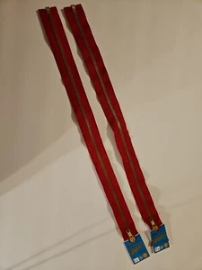 TWO VINTAGE 18 inch #5 Red & Brass C&C USA Coats Separating Zipper NOS - Picture 1 of 7