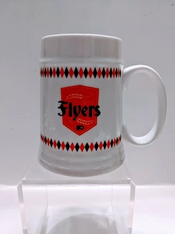 Philadelphia Flyers White Glass Beer Stein Mug SGA Cover