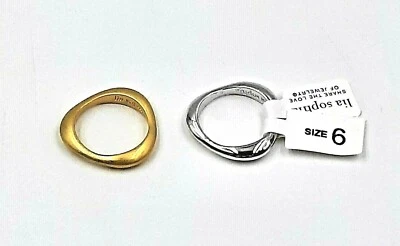 Lia Sophia Set of 2 Rings Retired Opposites Attract Silver & Gold Tone 6 Or 7 - Image 1 of 4
