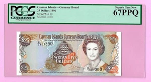 Cayman Islands 25 Dollars 1996 QEII Pick-19 PCGS 67PPQ UNC (TK 16 857) - Picture 1 of 2