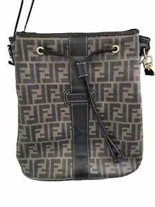 RARE Vintage Fendi Zucca XL PVC Vinyl 2-Way Cinch Sack Bucket Tote Shoulder Bag - Picture 1 of 15