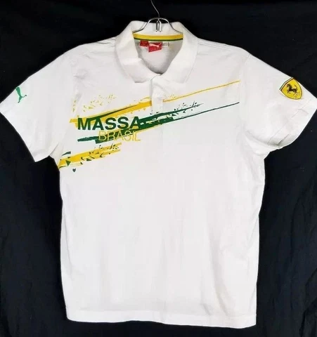 Puma Shirt Men XL XLarge Ferrari White Felipe Massa Polo Shirt Cover