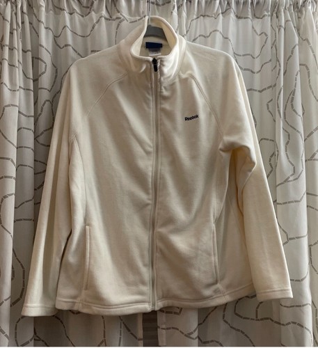 OFF WHITE Reebok Pile Cerniera Intera Bianco Avorio Off Donna XL Ottime Condizioni