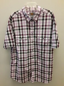  Foundry Supply Co. Short Sleeve Button Up Purple Plaid Shirt Men's SIZE XLT - Picture 1 of 12