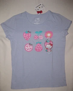 Hello Kitty Mädchen 10-12 Früchte Grafik T-Shirt Pastell Lila Neu mit Etikett Tween Kawaii - Bild 1 von 1