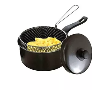 9" Frying Pan Chip Carbon Pan Fryer Plastic Handle Basket for Steam Cookware 22 - Picture 1 of 5