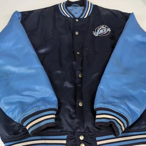 Vintage 90s NBA Utah Jazz NBA Bomber Jacket Button Size XL *READ* - Picture 1 of 14