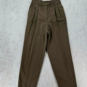 Escada Olive Wool Pleated Tapered Trouser Pants Womens 40 Dress Career - Picture 1 of 8