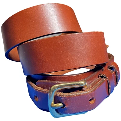 Polo Ralph Lauren  Brown Leather Belt Unique SZ 32 Solid Brass Buckle - Изображение 1 из 4
