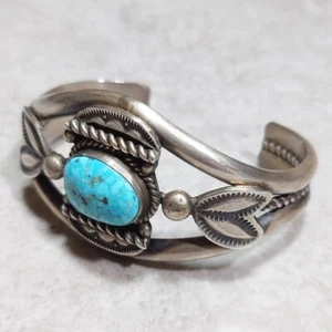 Navajo Turquoise Bangle Water Web Stampwork - Picture 1 of 8
