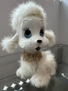Vintage 1950’s NORLEANS White Puppy Dog With Fur - Picture 1 of 7