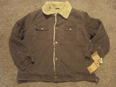 RUFF HEWN JacketSz XL Mens Brown Barn  Corduroy Jacket Faux Fur Lining Brand New Foto 1 de 4