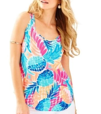Camiseta sin mangas grande Lilly Pulitzer 25812 Alyssa seda piña para mujer Foto 1 de 4