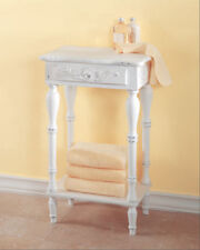 LOVELY WOOD SHABBY-COTTAGE,WHITES AGED SIDE/END TABLE,NIGHT STAND,FREE SHIP $149