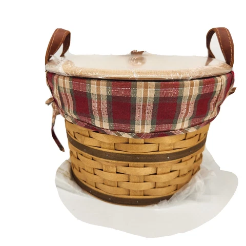 Longaberger Medium Bushel Basket+Protector+Liner+Lid SOLD 07/05 & 08/05 ONLY Cover