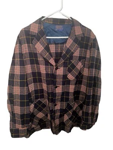 Vintage Pendleton Plaid 100% Virgin Wool Blazer Button Jacket Men's M Blue Red - Picture 1 of 4