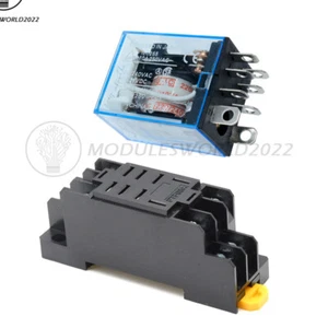 10A AC 220V Coil Power Relay DPDT LY2NJ HH62P HHC68A-2Z With Socket Base - Picture 1 of 31