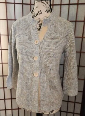 EDDIE BAUER Lino Tejido Azul Cárdigan Suéter - Talla S Foto 1 de 4