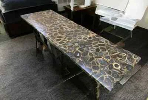 Natural Mix Agate Dining Console Table Top - Beautiful Geode Centerpiece Decor - Picture 1 of 3
