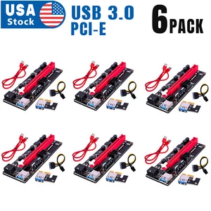 6PACK PCI-E 1x to 16x Powered USB3.0 GPU Riser Extender Adapter Card VER 009s  - Picture 1 of 8