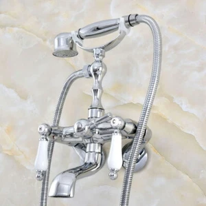 Chrome Bath Bathtub Clawfoot Tub Faucet W/ Hand Shower Adjustable 3 3/8" aqg421 - Picture 1 of 10