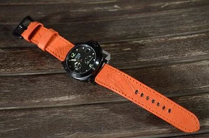 PULSERA RELOJ 26 24 22 MM PATA DE AVESTRUZ AUTÉNTICA NARANJA MATE MA CORREA PARA PANERAI ETC - Imagen 1 de 12