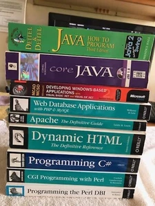Lot of 9 Computer Coding Programming Books Java C# Perl CGI O'Reilly More - Picture 1 of 4