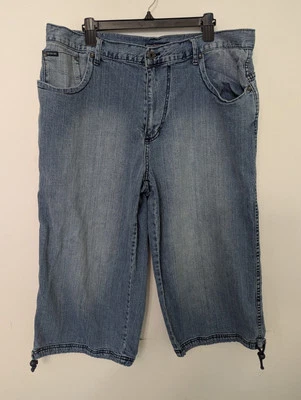 Enyce Clothing Co Graphic Logo Denim Jean Shorts Size 40 Vintage Y2K Baggy Long  - Image 1 of 4