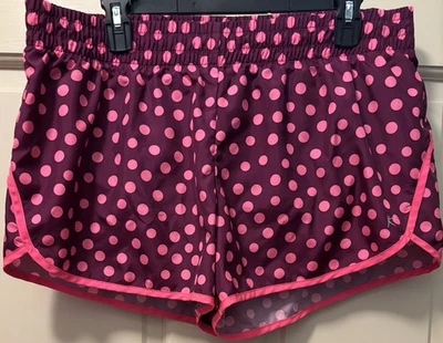 Pantalones cortos de natación Danskin Now/NUEVOS SIN ETIQUETAS/Talla XL (16-18)/ciruela y lunares rosas Foto 1 de 4