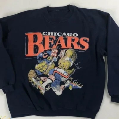 Vintage NFL Chicago Bears Looney Tunes NFL Black Unisex Sweatshirt WA2936 - Image 1 of 2