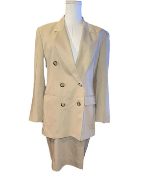 Liz Claiborne double breasted tan skirt suit 6P - Image 1 of 4