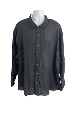 Camisa Tommy Bahama Ventana Para Hombre Talla L Negra A Cuadros Manga Larga Lino Botón Foto 1 de 4