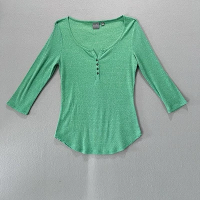 Y2K Green Henley Shirt Size Small 3/4 Sleeves Soho New York Company Jeans 90s - Image 1 of 4