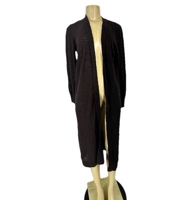 Cárdigan plumero Athleta pequeño para mujer mezcla de lino frente abierto marrón ligero I14 Foto 1 de 4