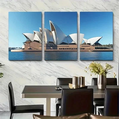 3pcs Sydney Opera House Art Australia Travel Wall Art Canvas Framed 50x70cm - Image 1 of 2