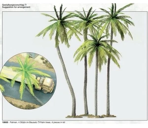 Preiser 18600 Ho Scale 4 Palm Trees Kit Model Scenes - Picture 1 of 9