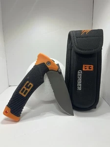 Gerber Bear Grylls Folding Scout Knife Lockback Combo Edge Blade with Sheath - Picture 1 of 1