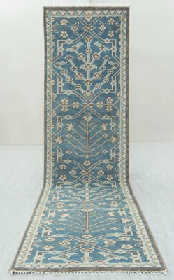 Runner Rug Blue Persiann Handmade Soft Feel Wool Staircase Runner / Hallway Rug - Image 1 of 4