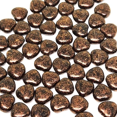 20pcs Black & Copper Czech Glass Heart Beads 8mm - GB992 - Image 1 of 2
