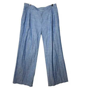 Banana Republic Chambray Pants Size 12 Light Blue Cotton lightweight wide high - Picture 1 of 6