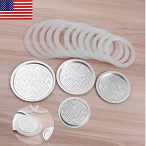 3/6/9/12X Cup Replacement Silica Gel Gaskets Stainless Steel Filter for Moka Pot - Picture 1 of 22