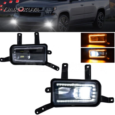 LED Fog Lights with DRL and Dynamic Turn Signal for Chevy Tahoe 2015-2020,3500HD - Image 1 of 4
