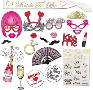 Bachelorette Bridal Shower Party Kit Bride to be Sash +Photo Booth Props Tattoos - Picture 1 of 8