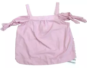 Banana Republic Cold-Shoulder Bow-Sleeve Cotton Cami Top Blouse Size XL Pink - Picture 1 of 9